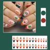 24Pcs Christmas French Tip Press on Nails Short Almond Christmas Tree Red Canes Fake Nails Gingerbread Man Glue on Nails Glossy Acrylic Nails for Women winter Nail Art Supplies view 2