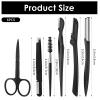 Eyebrow Shaper Kit, 6 in 1 Eyebrow Grooming Kit, Stainless Steel Razor, Scissors, Tweezers, Brush for Women and Men, Facial Hair Trimmer Set with Comb view 2