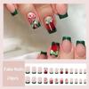 24Pcs Christmas French Tip Press on Nails Short Square Red Crutch Gift Box Pattern Fake Nails Green Glue on Nails Full Cover Acrylic Nails for Women Christmas Nails Decoration Supplies view 2