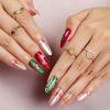 24Pcs Christmas Press on Nails Bow Christmas Tree Cane Design Fake Nails With Glue Red Green Nude Glue on Nails Reusable Acrylic Nails for Women Christmas Nail Art Supplies view 1