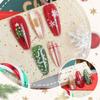 24Pcs Christmas Press on Nails Bow Christmas Tree Cane Design Fake Nails With Glue Red Green Nude Glue on Nails Reusable Acrylic Nails for Women Christmas Nail Art Supplies view 3