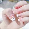 24Pcs Christmas French Tip Press on Nails Short Square Snowman Snowflake Fake Nails With Design Glossy Nude Glue on Nails Full Cover Acrylic Nails for Women Christmas Nail Art Decoration Supplies view 1