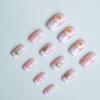 24Pcs Christmas French Tip Press on Nails Short Square Snowman Snowflake Fake Nails With Design Glossy Nude Glue on Nails Full Cover Acrylic Nails for Women Christmas Nail Art Decoration Supplies view 2