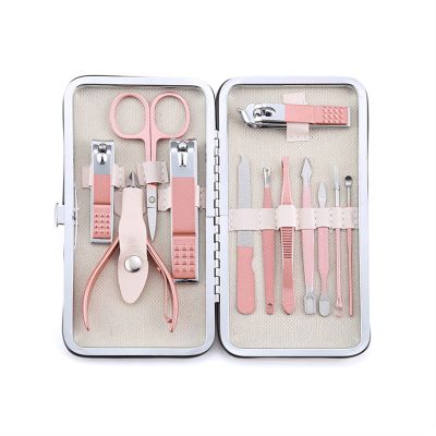 10Pcs Set of Nail Manicure Tools Nails Toe Clipper Scissors Tweezer Kit Professional Quality Case for Travel