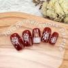 24Pcs Christmas Press on Nails Short Square Snow Deer Fake Nails Winter Glitter Red Glue on Nails Glossy Acrylic Nails for Women Holiday Nail Decoration Supplies view 3