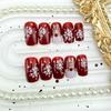 24Pcs Christmas Press on Nails Short Square Snow Deer Fake Nails Winter Glitter Red Glue on Nails Glossy Acrylic Nails for Women Holiday Nail Decoration Supplies view 4