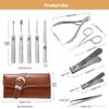 10Pcs Manicure Set Genuine Leather Nail Care Personal Manicure & Pedicure Set, Manicure Travel & Grooming Set Kit Nail Clipper view 2