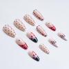 24Pcs Christmas French Tip Press on Nails Medium Almond Cute Candy Canes Fake Nails Red Green White Glue on Nails Glossy Acrylic Nails for Women New Years Manicure Gift Nail Decoration view 2
