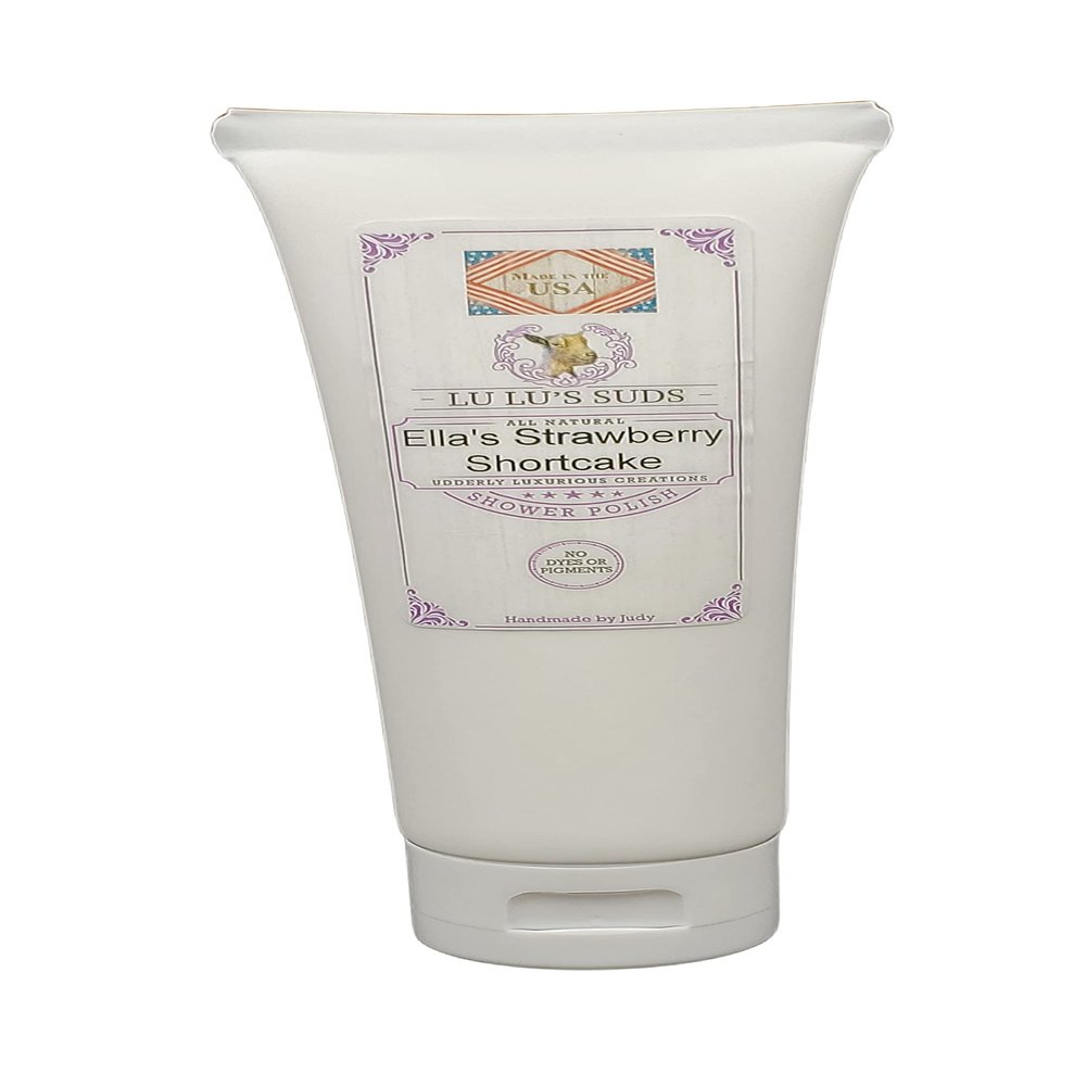 Acqua Di Eli Body Shower Polish, Moisturizing Sugar Scrub, For Heels, Elbows & Hands, Gentle Cleansing, Dry Skin, Natural Oils Blend, 4 oz. (4 oz, Ella's Strawberry Shortcake)