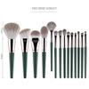 14 Pcs Makeup Brush Set, Loose Powder Blush Foundation Eyeshadow Brush Complete Set Beauty Tools Green view 3
