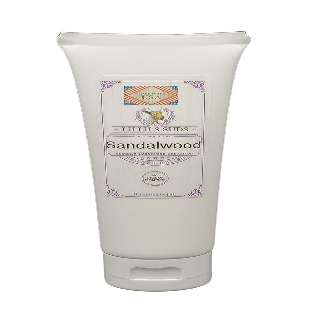 Acqua Di Eli Body Shower Polish, Moisturizing Sugar Scrub, For Heels, Elbows & Hands, Gentle Cleansing, Dry Skin, Natural Oils Blend, 4 oz. (8 oz, Sandalwood)