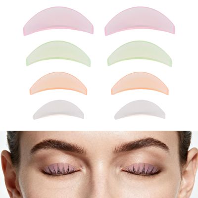 4 Pairs Lash Lift Shields Flat Silicone Pads, Eyelash Perm Rods in 4 Sizes S M L XL, Asian Flat Shields for Professional Korean Eyelash Curl, Soft Reusable Pads for Salon Use
