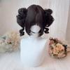 TEDPRBGE Kawaii Lolita Wig Short Bob Wig with Bangs Bun Wigs Fiber Hair Women Party Wigs (Black Brown) view 2