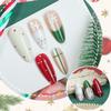 24Pcs Christmas French Tip Press on Nails Medium Almond Snowflake Fake Nails Glossy Glue on Nails Red Green White Acrylic Nails Holiday Stick on Nails for Women Christmas Nail Decoration view 3