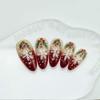 24Pcs Christmas Press on Nails Medium Almond Snowflake Leaf Fake Nails Red Gradient Stick on Nails Full Cover Acrylic Nails Decoration Supplies for New Years Gift Women view 4