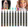 10 Skin Painting Pens for Halloween-Newbie Face and Skin Painting| Human Graffiti| Easy To Scrub and Draw Markers, 10 Colors of Washable Halloween Party Supplies view 1