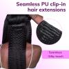 IDN BEAUTY Seamless Clip In Hair Extensions Human Hair, Kinky Straight 14 Inch 130g 9pcs Natural Black Remy Virgin Human Hair Seamless Clip Ins For Black Women view 4
