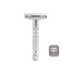 6-speed adjustable dual-blade safety razor with 10 platinum-coated stainless steel blades. Includes optional stand. Comes with complimentary travel pouch. (Silver) view 1
