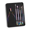 6Pcs Nail Art Manicure Tools Set Stainless Steel Dead Skin Pusher Cuticle Nippers with Box Gel Polish Kit view 1