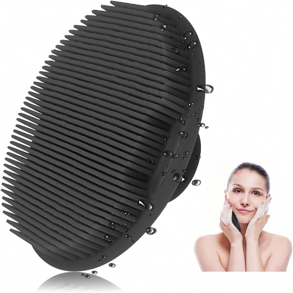 Silicone Facial Cleansing Brush, Waterproof Face Scrubber, Black