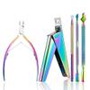 5Pcs Nail Cuticle Pusher Tweezer Rainbow Nipper Clipper Edge Cutter Dead Skin Remover Scissor Plier Pedicure Nail Tools view 1