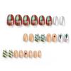 24Pcs Christmas Press on Nails Short Almond Christmas Tree Stars Fake Nails With Glue Glitter Glue on Nails Glossy Full Cover Acrylic Nails for Women Holiday Nail Decoration Supplies view 3