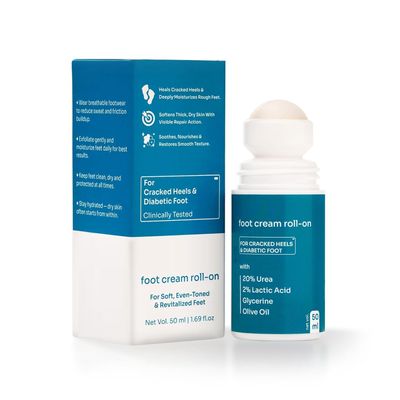 Fo.ot Cr.eam Roll On with 20% Urea, 2% Lactic Acid, Glycerine & Olive Oil for Dry Feet, Cracked Heels & Diabetic Foot | Non Sticky Formulation - 50ml