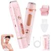 2 in 1 Bikini Trimmer for Women, Dual Head Electric Shaver with LED Display, IPX7 Waterproof Body Pubic Hair Trimmer Rechargeable Womens Electric Razor for Armpit Leg Body Facial (Pink) view 1