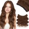 SEGO Pro Halo Hair Extensions for Women Human Hair with Invisible Transparent Wire Adjustable Size 2 Secure Clips Long Wavy Secret Hairpiece 20 Inch 4R Chocolate Brown view 1