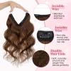 SEGO Pro Halo Hair Extensions for Women Human Hair with Invisible Transparent Wire Adjustable Size 2 Secure Clips Long Wavy Secret Hairpiece 20 Inch 4R Chocolate Brown view 3