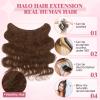 SEGO Pro Halo Hair Extensions for Women Human Hair with Invisible Transparent Wire Adjustable Size 2 Secure Clips Long Wavy Secret Hairpiece 20 Inch 4R Chocolate Brown view 4