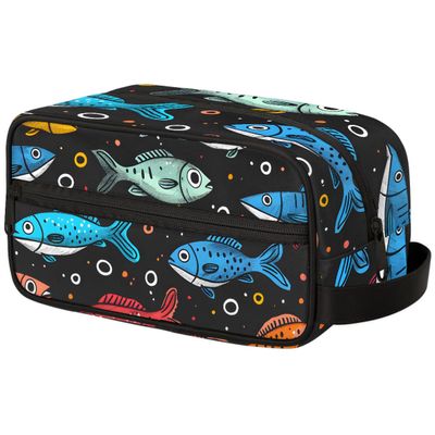 Foerrkelg Ocean Animals Fish Travel Toiletry Bag for Men Colorful Fish Hanging Kit - Waterproof Shaving Bag Bathroom Bags Wash Bag for Toiletries Accessories