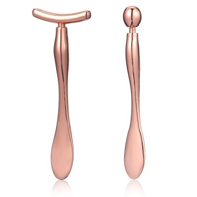 2 Pcs Metal Eye Cream Applicator Wand Stick, Face Roller Facial Massager Tool Massager Tool for Facial Skin Care Tools for Reducing Puffiness and Wrinkles, Rose Gold