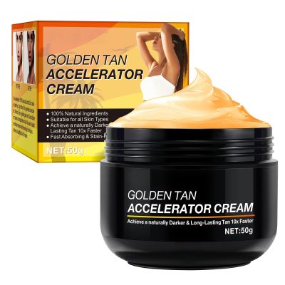 Golden Tan Accelerator Cream  Fast Dark Tanning Lotion for Outdoor Sun & Tanning Bed, Natural Glow with Tropical Scent, Non-Sticky, Long-Lasting Results 1pcs 50g