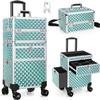 5 in1 Makeup Rolling Train Case Cosmetic Organizer,Soft Sided Rolling Makeup Traveling Case Cosmetic Storage-blue view 2