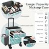 5 in1 Makeup Rolling Train Case Cosmetic Organizer,Soft Sided Rolling Makeup Traveling Case Cosmetic Storage-blue view 4