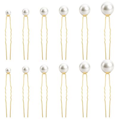 36 Pcs Pearl Hair Pins, Gold Combs Bobby Clips U Shaped Wedding Bridal Hair Accessories Pearl Bobby Hairs Pins Clips for Brides Bridesmaids Women Flower Girls Hairstyles