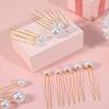 36 Pcs Pearl Hair Pins, Gold Combs Bobby Clips U Shaped Wedding Bridal Hair Accessories Pearl Bobby Hairs Pins Clips for Brides Bridesmaids Women Flower Girls Hairstyles view 4