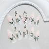 BQZQPAMZ 24Pcs Flower Leaves Press on Nails Pink Floral Medium Almond False Nails Glossy Stick on Nails Reusable Acrylic Nails for Women Summer Plant Nude Manicure Supplies view 2