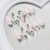 BQZQPAMZ 24Pcs Flower Leaves Press on Nails Pink Floral Medium Almond False Nails Glossy Stick on Nails Reusable Acrylic Nails for Women Summer Plant Nude Manicure Supplies view 3