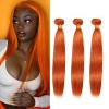 24 26 28Inch Straight Bundles Human Hair Brazilian Virgin Hair for Black Women 12A Wet and Wavy 3 Bundles Orange Human Hair Weave (Ginger #350) view 1