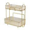 2 Tier Bathroom Countertop Organizer, Plastic Large Capacity Makeup Shelf Large Capacity Skincare Tray Cosmetic Organizer for Bedroom Dresser (Amber) view 1