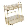 2 Tier Bathroom Countertop Organizer, Plastic Large Capacity Makeup Shelf Large Capacity Skincare Tray Cosmetic Organizer for Bedroom Dresser (Amber) view 3