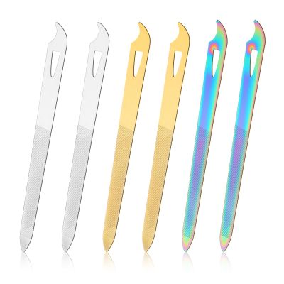 6PCS 5.5" Diamond Deb Nail File Stainless Steel Nail Files for Natural Nails, Double Sided Metal Fingernail Toenail Filer for Women, Durable and Efficient Nails Care Buffer Tool(3 Color)