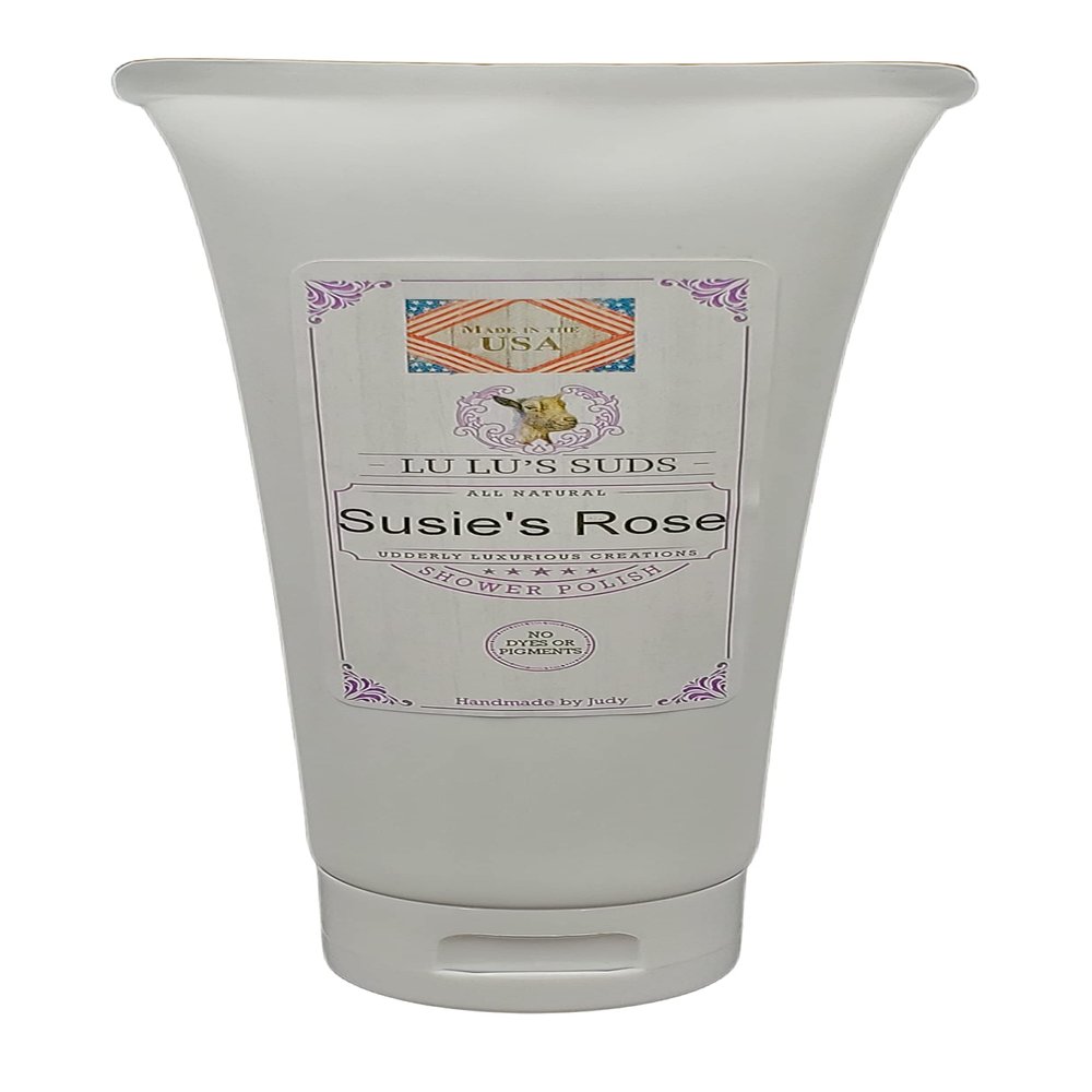 Acqua Di Eli Body Shower Polish, Moisturizing Sugar Scrub, For Heels, Elbows & Hands, Gentle Cleansing, Dry Skin, Natural Oils Blend, 4 oz. (4 oz, Susie's Rose)