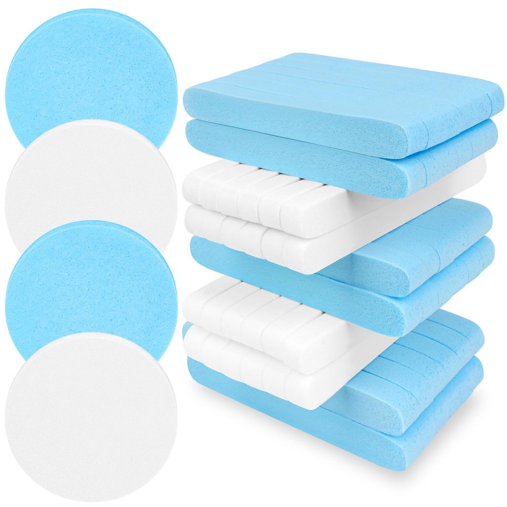 120 Pcs Facial Sponge Compressed, Luxiv Face Cleansing Sponge Estheticians Compressed Makeup Facial Sponge Round Wash Face Sponges for Women Compress Exfoliating Removal Sponge (White+blue)