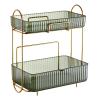 2 Tier Bathroom Countertop Organizer, Plastic Large Capacity Makeup Shelf Large Capacity Skincare Tray Cosmetic Organizer for Bedroom Dresser (Green) view 1
