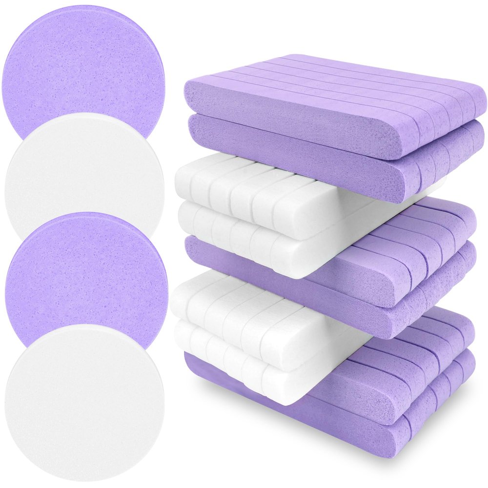 120 Pcs Facial Sponge Compressed, Luxiv Face Cleansing Sponge Estheticians Compressed Makeup Facial Sponge Round Wash Face Sponges for Women Compress Exfoliating Removal Sponge (White+Purple)