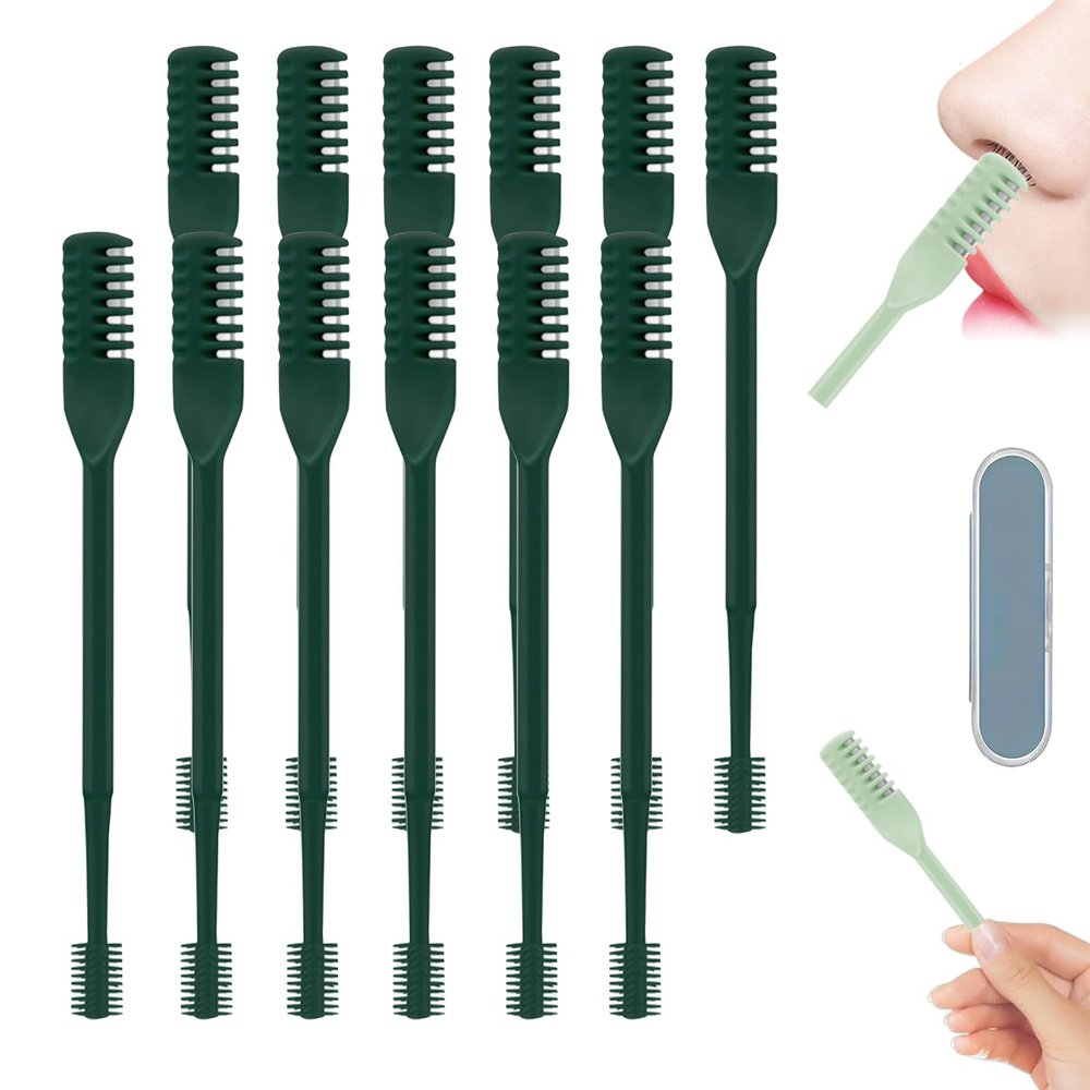 2-in-1 Nasal Hair Cutter, 2025 Upgraded Manual 360 Rotating Nostril Hair Removal Tool with Storage Box, Nose Hair Trimmer Travel Essentials for Women and Men (Deep G, 12)