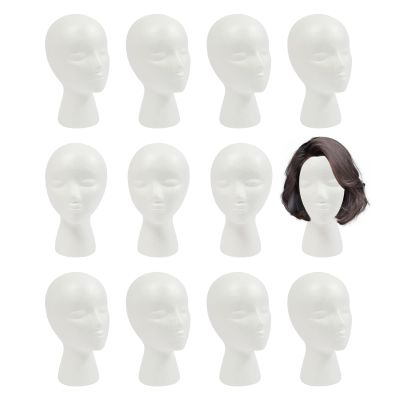 12 Pcs Foam Wig Head Female Foam Mannequin Hairpieces Stand Holder Cosmetics Model Head Display Hair Hats for Home Travel Salon